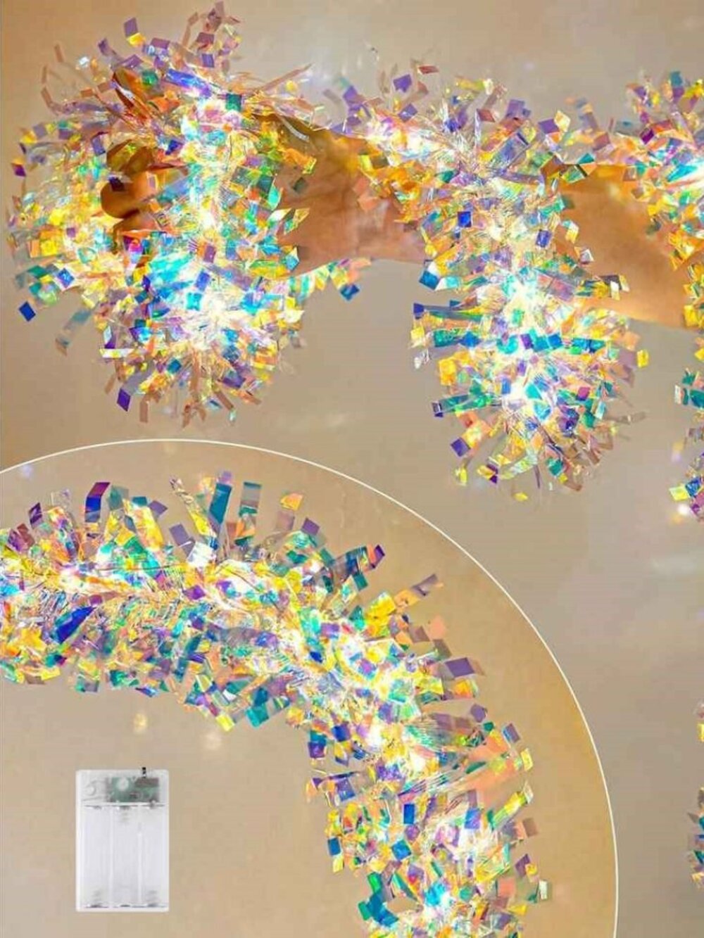 BNIB 2-Pack 6.5ft Iridescent Lit Garlands